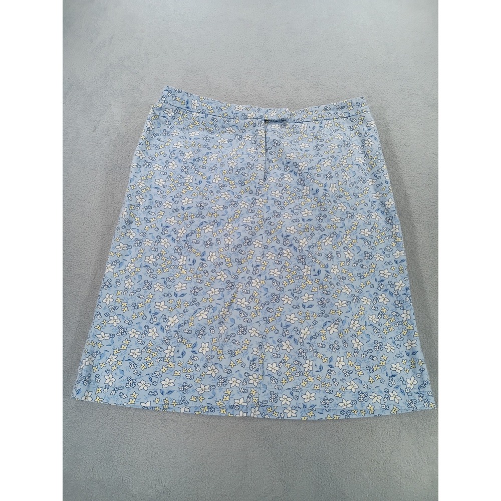 Jones New York Sport Women Skirt Blue Floral 8 Stretch Cotton A-Line